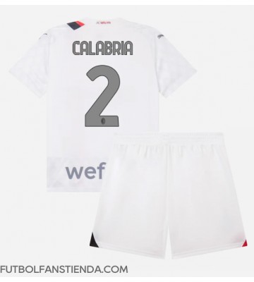 AC Milan Davide Calabria #2 Segunda Equipación Niños 2023-24 Manga Corta (+ Pantalones cortos)